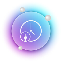 Poster - White Round the clock delivery icon isolated on white background. Blue and purple gradient circle background. Vector
