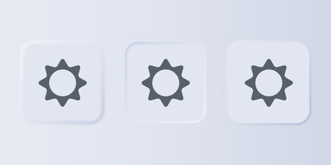 Poster - Grey Sun icon isolated on grey background. Summer symbol. Good sunny day. Set icons in square buttons. Vector