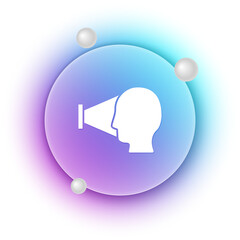 Poster - White Face recognition icon isolated on white background. Face identification scanner icon. Facial id. Cyber security concept. Blue and purple gradient circle background. Vector
