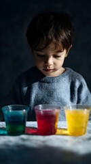 Poster - A child conducting a simple science experiment with colorful liquids