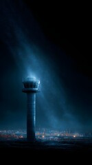 Poster - Holographic control tower projecting refinery metrics into the dark space