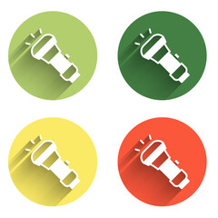 Poster - Set Flashlight icon isolated with long shadow background. Color circle button. Vector