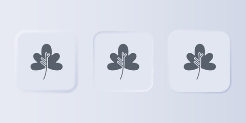 Poster - Grey Leaf icon isolated on grey background. Leaves sign. Fresh natural product symbol. Set icons in square buttons. Vector
