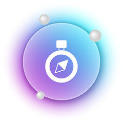 Poster - White Compass icon isolated on white background. Windrose navigation symbol. Wind rose sign. Blue and purple gradient circle background. Vector