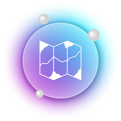 Poster - White Folded map icon isolated on white background. Blue and purple gradient circle background. Vector