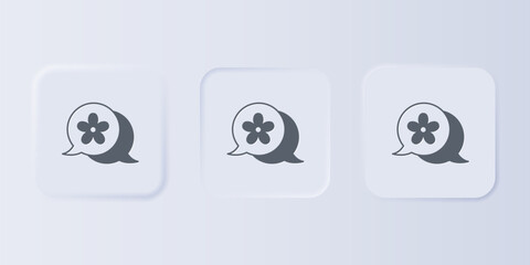 Poster - Grey Flower icon isolated on grey background. Set icons in square buttons. Vector