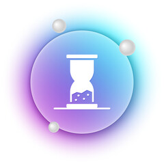 Poster - White Old hourglass with flowing sand icon isolated on white background. Sand clock sign. Business and time management concept. Blue and purple gradient circle background. Vector