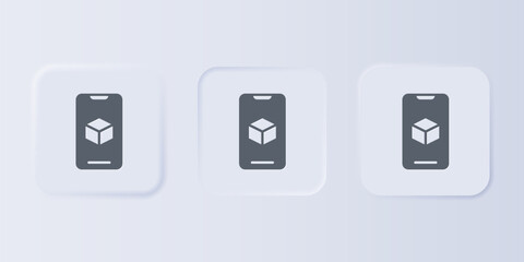 Fototapete - Grey 3D printer software icon isolated on grey background. 3d printing. Set icons in square buttons. Vector