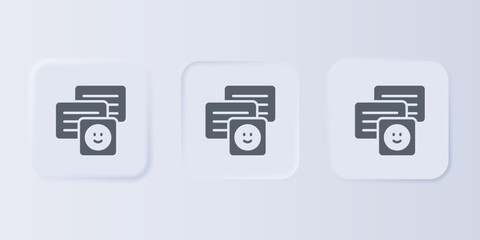 Poster - Grey New chat messages notification on laptop icon isolated on grey background. Smartphone chatting sms messages speech bubbles. Set icons in square buttons. Vector