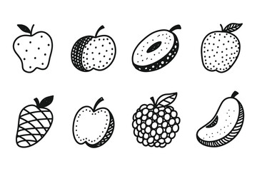 Poster - Hand-drawn vector illustration of various apple fruit shapes and textures.