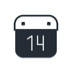 Poster - Black Calendar with February 14 icon isolated on white background. Valentines day. Love symbol. Vector