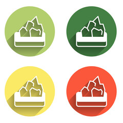 Poster - Set Ore mining icon isolated with long shadow background. Color circle button. Vector