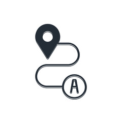 Poster - Black Route location icon isolated on white background. Map pointer sign. Concept of path or road. GPS navigator. Vector