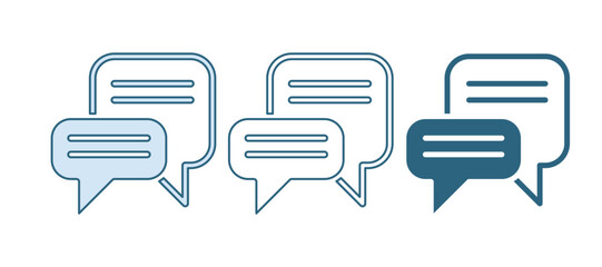 Poster - Blue Speech bubble chat icon isolated on white background. Message icon. Communication or comment chat symbol. Vector