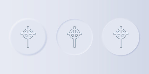 Poster - Grey Christian cross icon isolated on grey background. Church cross. Set icons in square buttons. Vector