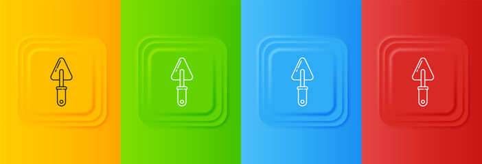 Poster - White Trowel icon isolated on colorful background. Set icons in square buttons. Vector