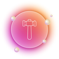 Poster - White Hammer icon isolated on white background. Tool for repair. Orange and pink gradient circle background. Vector