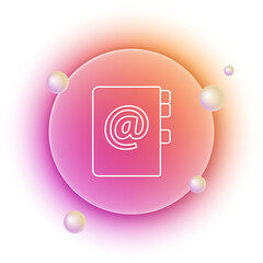 Poster - White Address book icon isolated on white background. Notebook, address, contact, directory, phone, telephone book icon. Orange and pink gradient circle background. Vector