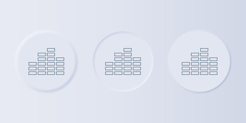 Fototapete - Grey Music equalizer icon isolated on grey background. Sound wave. Audio digital equalizer technology, console panel, pulse musical. Set icons in square buttons. Vector