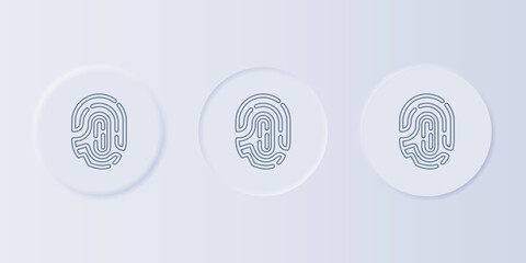 Poster - Grey Fingerprint icon isolated on grey background. ID app icon. Identification sign. Touch id. Set icons in square buttons. Vector
