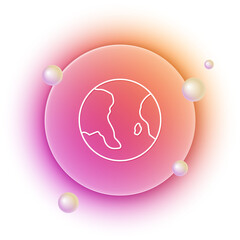 Poster - White Earth globe icon isolated on white background. World or Earth sign. Global internet symbol. Geometric shapes. Orange and pink gradient circle background. Vector
