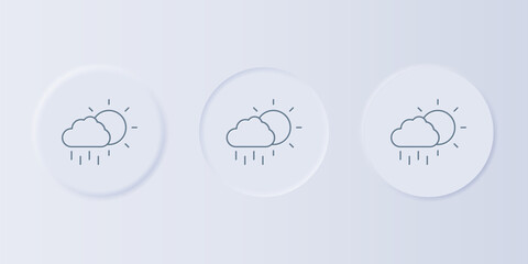 Aufkleber - Grey Cloud with rain and sun icon isolated on grey background. Rain cloud precipitation with rain drops. Set icons in square buttons. Vector