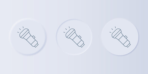 Poster - Grey Flashlight icon isolated on grey background. Set icons in square buttons. Vector