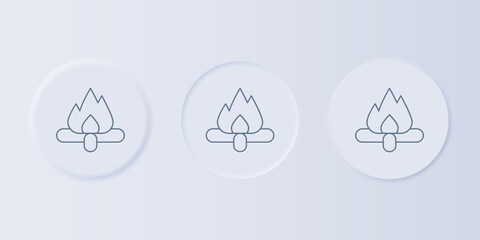 Fototapete - Grey Campfire icon isolated on grey background. Burning bonfire with wood. Set icons in square buttons. Vector
