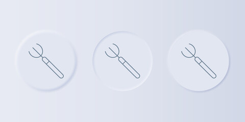 Fototapete - Grey Garden pitchfork icon isolated on grey background. Garden fork sign. Tool for horticulture, agriculture, farming. Set icons in square buttons. Vector