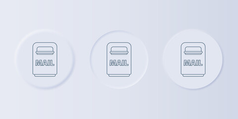 Poster - Grey Mail box icon isolated on grey background. Mailbox icon. Mail postbox on pole with flag. Set icons in square buttons. Vector