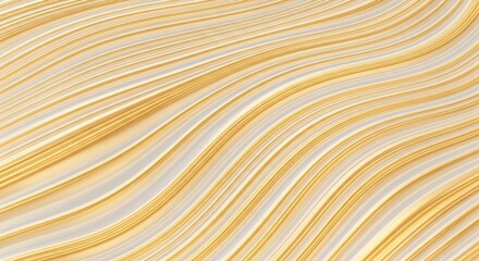 Poster - Abstract Gold and White Wave Pattern - Smooth flowing lines of gold and white create an elegant abstract background . Perfect for design projects