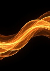 Poster - Amber Waves Abstract Design - Abstract art featuring flowing amber waves on a black background. Symbolizes energy, fluidity, warmth, motion, and elegance