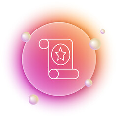 Poster - White Magic scroll icon isolated on white background. Decree, paper, parchment, scroll icon. Orange and pink gradient circle background. Vector