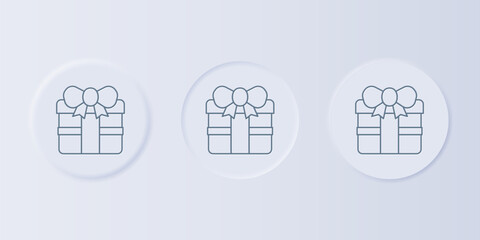 Poster - Grey Gift box icon isolated on grey background. Happy Birthday. Set icons in square buttons. Vector