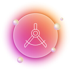 Poster - White Drawing compass icon isolated on white background. Compasses sign. Drawing and educational tools. Geometric instrument. Orange and pink gradient circle background. Vector