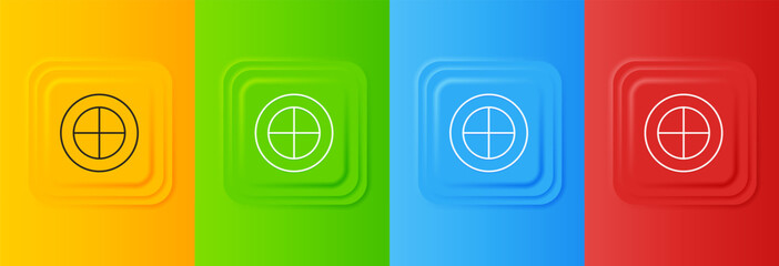 Fototapete - White Earth globe icon isolated on colorful background. World or Earth sign. Global internet symbol. Geometric shapes. Set icons in square buttons. Vector