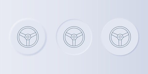 Fototapete - Grey Steering wheel icon isolated on grey background. Car wheel icon. Set icons in square buttons. Vector