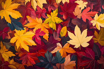 Poster - A background of colorful autumn leaves, showcasing the beauty and diversity in nature's changing seasons. 