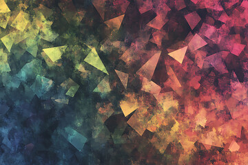 Poster - A background with a gradient of colors, featuring various shades and shapes of triangles in different sizes.