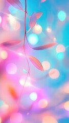 Poster - Creating joy dreamy, romantic atmosphere, pink leaves blend beautifully with colorful bokeh lights, evoking feelings of a and inspiration