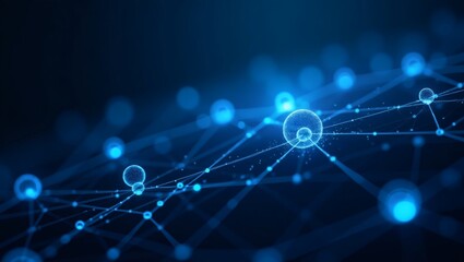 Aufkleber - Intricate digital network, connecting nodes in a futuristic display, forming an abstract digital web. A complex network with connections and lines, represents connectivity and data flow.