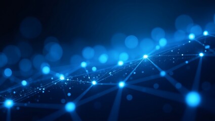 Poster - Abstract network of interconnected dots, symbolizing connectivity and data flow, in blue tones