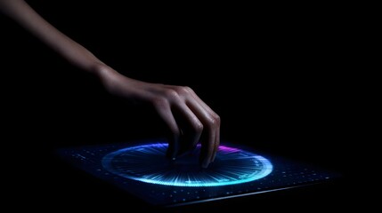 Poster - Floating transaction wheel interface rotating above touchscreen