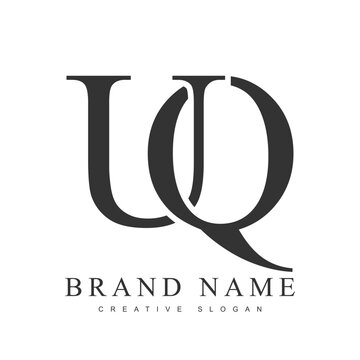 UQ trendy logotype template. Initial letter u and q classic font style. Creative logo for company name or identity.