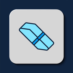 Poster - Filled outline Eraser or rubber icon isolated on blue background. Vector