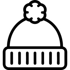 Poster - Outline icon of winter hat with pom-pom