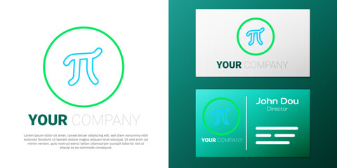 Poster - Line Pi symbol icon isolated on white background. Colorful outline concept. Vector