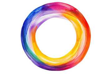 Poster - Colorful watercolor spot in the shape of a rainbow circle on a transparent background highlighting vibrant hues and artistic expression