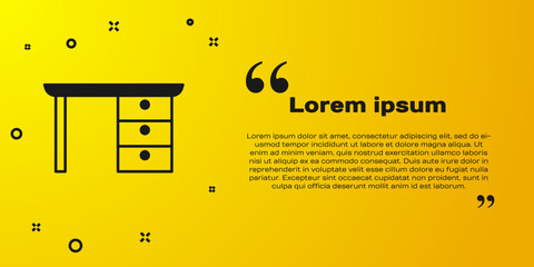 Poster - Black Office desk icon isolated on yellow background. Vector