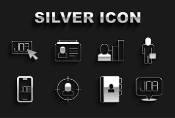 Poster - Set Head hunting, Businessman, Search job, Resume, Productive human, and icon. Vector